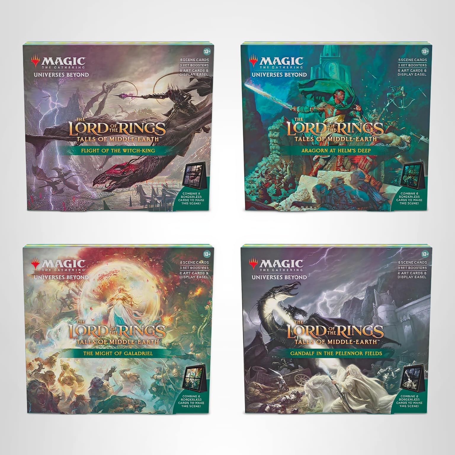 Magic: The Gathering The Lord of the Rings: Tales of Middle-Earth Scene Boxes - All 4 (Aragorn at Helm’s Deep, Flight of the Witch-King, The Might of Galadriel, and Gandalf in Pelennor Fields) - Image 8