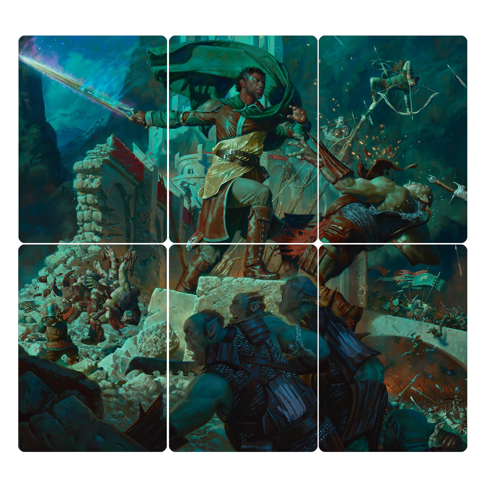 Magic: The Gathering The Lord of The Rings: Tales of Middle-Earth Scene Box - Aragorn at Helm’s Deep (6 Scene Cards, 6 Art Cards, 3 Set Boosters + Display Easel) - Image 4